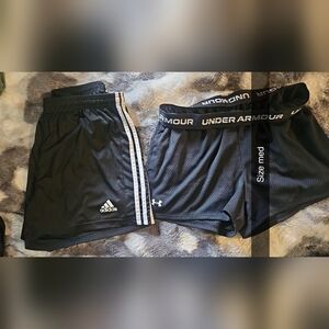 Adidas and Under Armour Black Shorts Set
